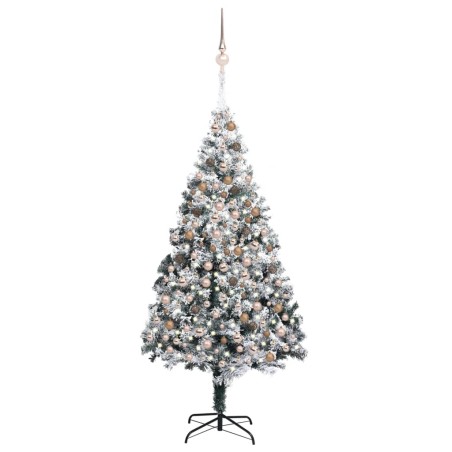 vidaXL Árbol de Navidad preiluminado con luces y bolas verde 240 cm
