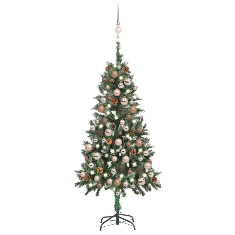 vidaXL Árbol de Navidad helado con luces, bolas y piñas 150 cm vidaXL Árbol de Navidad helado con luces, bolas y piñas 150 cm