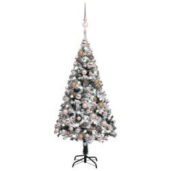 vidaXL Árbol de Navidad artificial con luces y bolas verde 120 cm