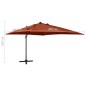 vidaXL Sombrilla voladiza con poste y luces LED terracota 300 cm vidaXL Sombrilla voladiza con poste y luces LED terracota 300 cm
