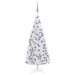 vidaXL Árbol de Navidad preiluminado con luces y bolas blanco 400 cm