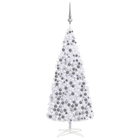 vidaXL Árbol de Navidad preiluminado con luces y bolas blanco 400 cm