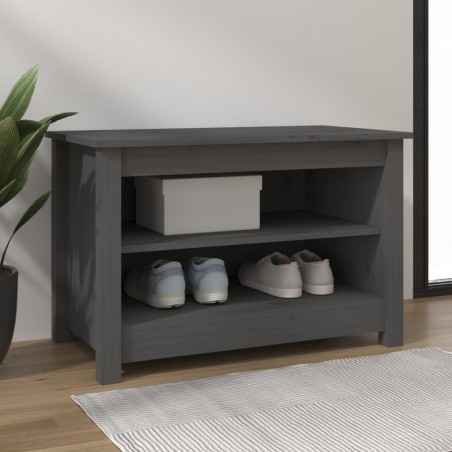 vidaXL Banco zapatero madera de pino maciza gris 70x38x45,5 cm