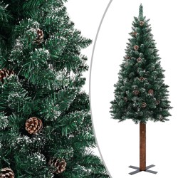 vidaXL Árbol de Navidad delgado con luces y bolas verde 180 cm