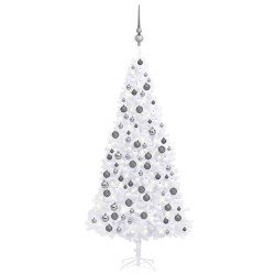 vidaXL Árbol de Navidad artificial con luces LED y bolas blanco 300 cm