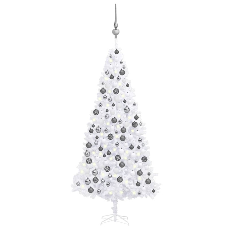 vidaXL Árbol de Navidad artificial con luces LED y bolas blanco 300 cm vidaXL Árbol de Navidad artificial con luces LED y bolas blanco 300 cm