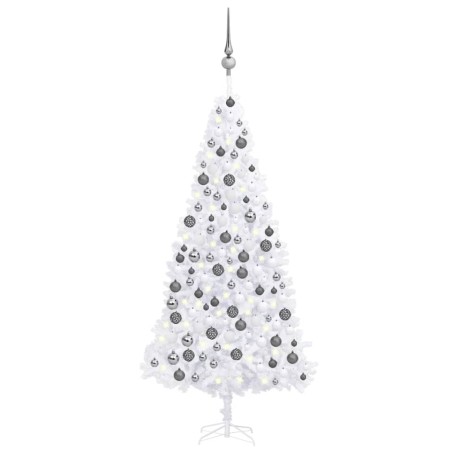 vidaXL Árbol de Navidad artificial con luces LED y bolas blanco 300 cm