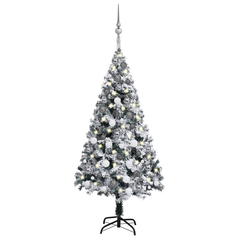 vidaXL Árbol de Navidad delgado con luces y bolas verde 120 cm vidaXL Árbol de Navidad delgado con luces y bolas verde 120 cm