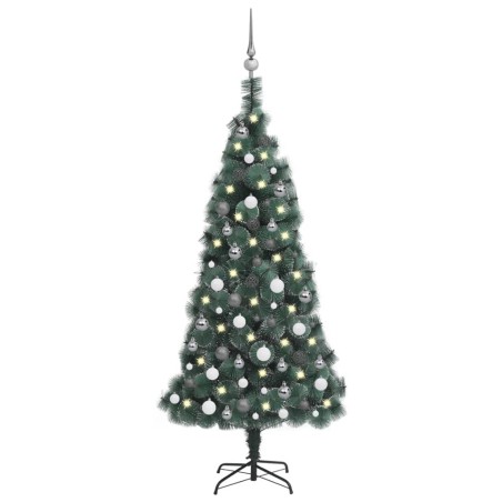 vidaXL Árbol de Navidad artificial LEDs y bolas PVC&PE verde 150 cm