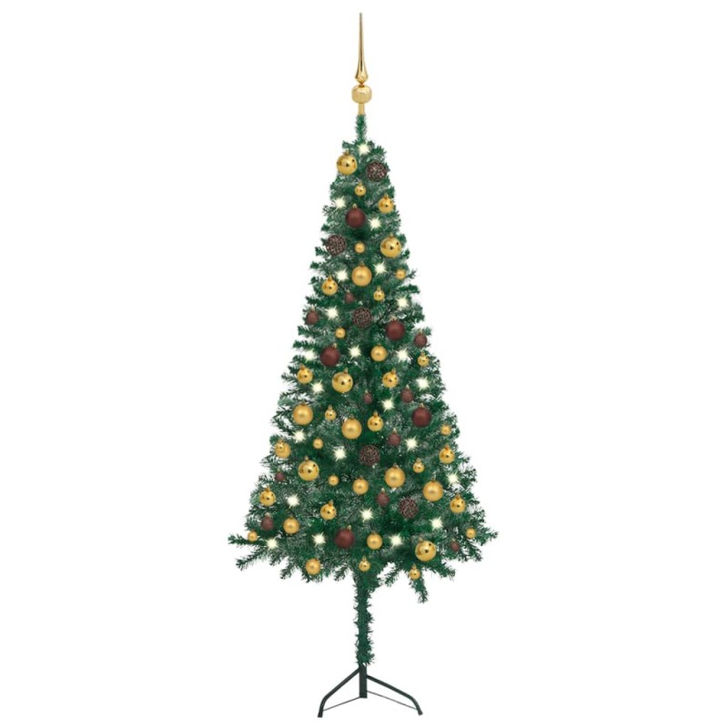 vidaXL Árbol de Navidad artificial de esquina LED y bolas verde 120 cm vidaXL Árbol de Navidad artificial de esquina LED y bolas verde 120 cm