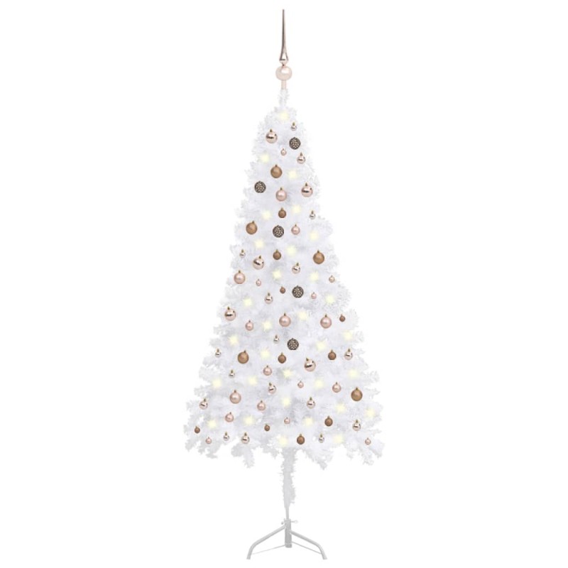 vidaXL Árbol de Navidad de esquina LED y bolas PVC blanco 240 cm vidaXL Árbol de Navidad de esquina LED y bolas PVC blanco 240 cm
