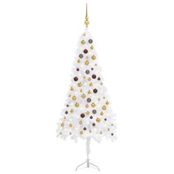vidaXL Árbol de Navidad de esquina LED y bolas PVC blanco 180 cm