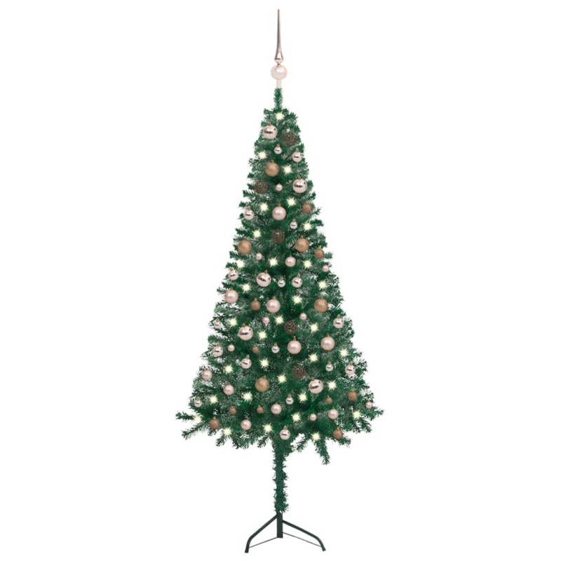vidaXL Árbol de Navidad artificial de esquina LED y bolas verde 180 cm vidaXL Árbol de Navidad artificial de esquina LED y bolas verde 180 cm