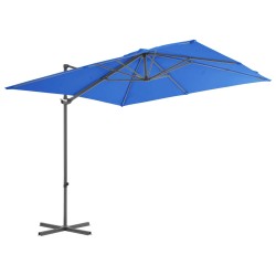 vidaXL Sombrilla voladiza con poste de acero azul celeste 250x250 cm