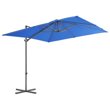 vidaXL Sombrilla voladiza con poste de acero azul celeste 250x250 cm