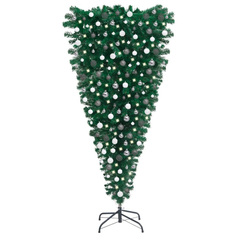 vidaXL Árbol de Navidad artificial invertido con luces y bolas 210 cm vidaXL Árbol de Navidad artificial invertido con luces y bolas 210 cm