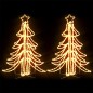 vidaXL Figura árbol Navidad plegable 2 pzas blanco cálido 87x87x93 cm vidaXL Figura árbol Navidad plegable 2 pzas blanco cálido 87x87x93 cm