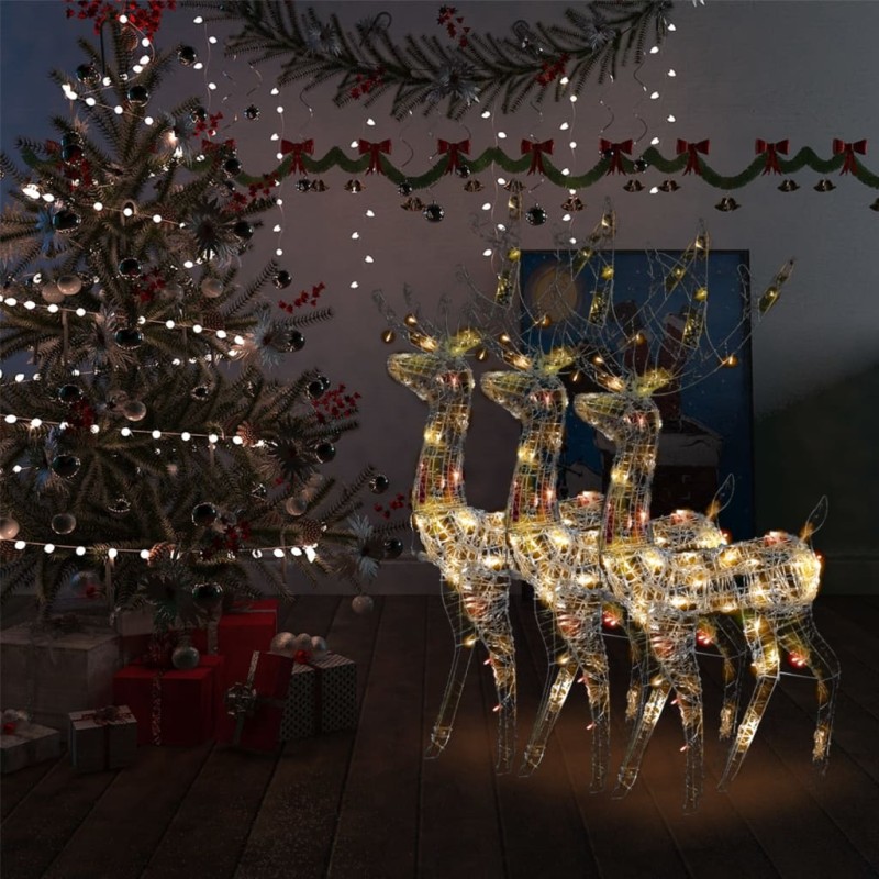vidaXL Adorno de renos de Navidad acrílico multicolor 3 uds 120 cm vidaXL Adorno de renos de Navidad acrílico multicolor 3 uds 120 cm