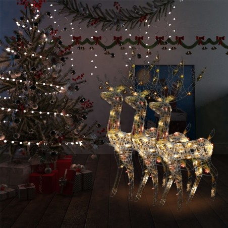 vidaXL Adorno de renos de Navidad acrílico multicolor 3 uds 120 cm