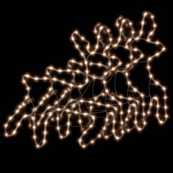 vidaXL Figura de reno Navidad con LED 3 uds blanco cálido 57x55x4,5 cm