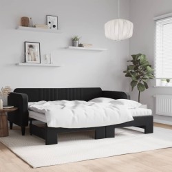 vidaXL Sofá cama nido con colchón terciopelo negro 90x200 cm