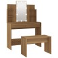 vidaXL Juego de tocador con LED madera contrachapada roble marrón vidaXL Juego de tocador con LED madera contrachapada roble marrón