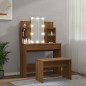 vidaXL Juego de tocador con LED madera contrachapada roble marrón vidaXL Juego de tocador con LED madera contrachapada roble marrón