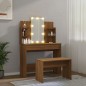 vidaXL Juego de tocador con LED madera contrachapada roble marrón vidaXL Juego de tocador con LED madera contrachapada roble marrón