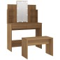 vidaXL Juego de tocador con LED madera contrachapada roble marrón vidaXL Juego de tocador con LED madera contrachapada roble marrón