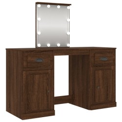 vidaXL Tocador con LED marrón roble 130x50x132,5 cm