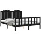 vidaXL Estructura cama de matrimonio con cabecero madera maciza negro vidaXL Estructura cama de matrimonio con cabecero madera maciza negro