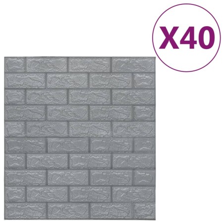 vidaXL Papel pintado autoadhesivo ladrillos 3D 40 unidades antracita