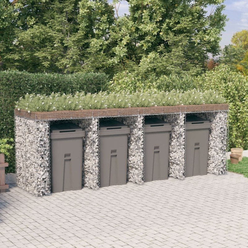 vidaXL Muro de gaviones para contenedor de basura hierro 350x91x120 cm vidaXL Muro de gaviones para contenedor de basura hierro 350x91x120 cm