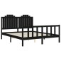 vidaXL Estructura cama de matrimonio con cabecero madera maciza negro vidaXL Estructura cama de matrimonio con cabecero madera maciza negro
