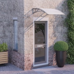 vidaXL Marquesina puerta policarbonato gris y transparente 100x80 cm