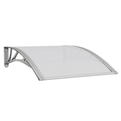 vidaXL Marquesina puerta policarbonato gris y transparente 100x80 cm