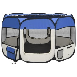 vidaXL Parque de perros plegable y bolsa transporte azul 110x110x58cm