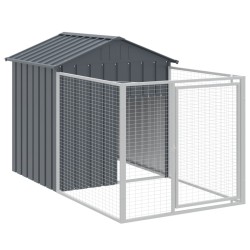  vidaXL Caseta perros con corral acero galvanizado gris 117x201x123 cm