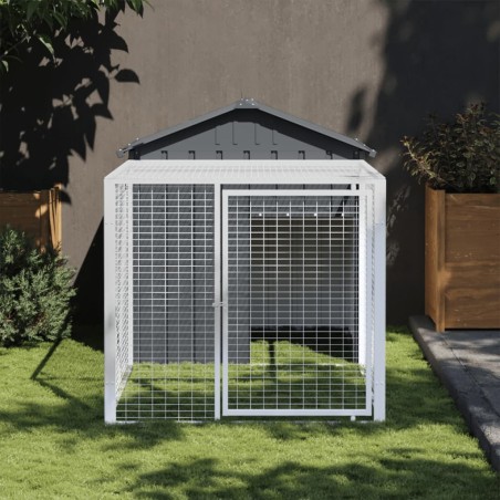 vidaXL Jaula gallinas con corral acero galvanizado gris 117x201x123 cm