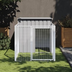 vidaXL Caseta peroos corral acero galvanizado gris claro 110x201x110cm