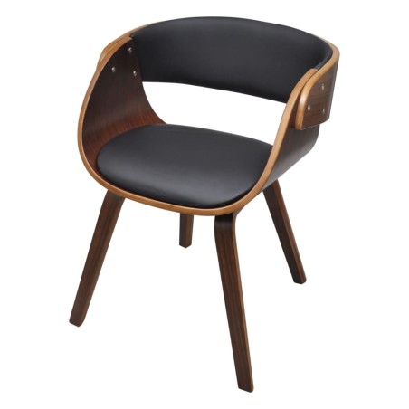 vidaXL Silla de comedor de madera curvada y cuero sintético