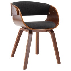 vidaXL Silla de comedor de madera curvada y tela gris