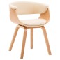 vidaXL Silla de comedor de madera curvada y cuero sintético crema