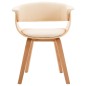 vidaXL Silla de comedor de madera curvada y cuero sintético crema