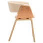 vidaXL Silla de comedor de madera curvada y cuero sintético crema