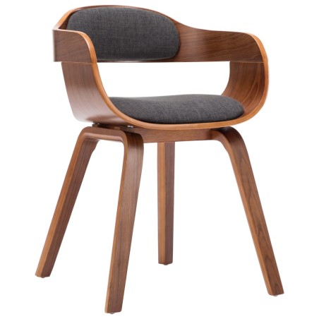 vidaXL Silla de comedor tela y madera curvada gris oscuro