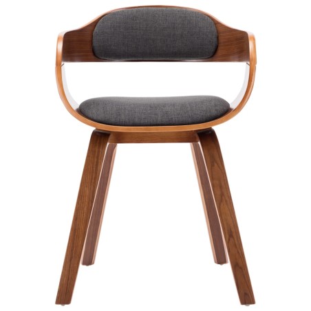 vidaXL Silla de comedor tela y madera curvada gris oscuro