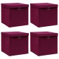 vidaXL Caja de almacenaje con tapas 4 uds tela rojo oscuro 32x32x32 cm vidaXL Caja de almacenaje con tapas 4 uds tela rojo oscuro 32x32x32 cm