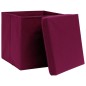 vidaXL Caja de almacenaje con tapas 4 uds tela rojo oscuro 32x32x32 cm vidaXL Caja de almacenaje con tapas 4 uds tela rojo oscuro 32x32x32 cm