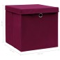 vidaXL Caja de almacenaje con tapas 4 uds tela rojo oscuro 32x32x32 cm vidaXL Caja de almacenaje con tapas 4 uds tela rojo oscuro 32x32x32 cm
